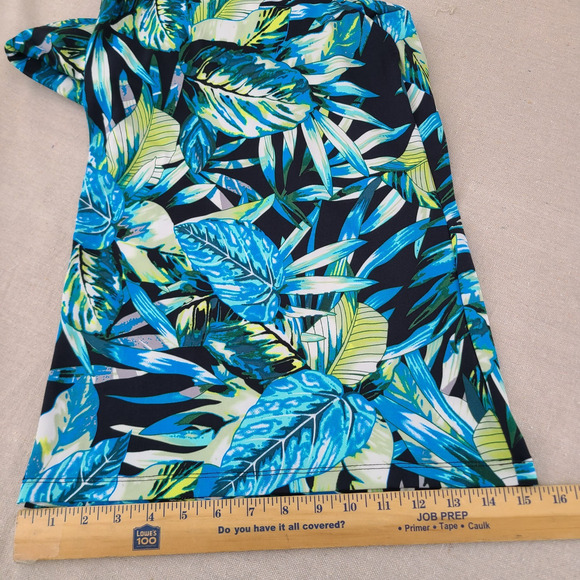 Jules Leopold Wide Leg Pull On Elastic Waist Crop Pants Blue Beach Tropical LG - Picture 10 of 10